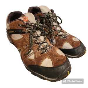 Merrell Mens size 15 Yakota Trail Hiking shoes Dark Reath Suede Mesh waterproof